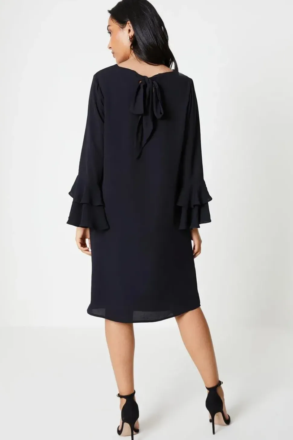 Petite Embellished Sequin Ruffle Sleeve Shift Dress