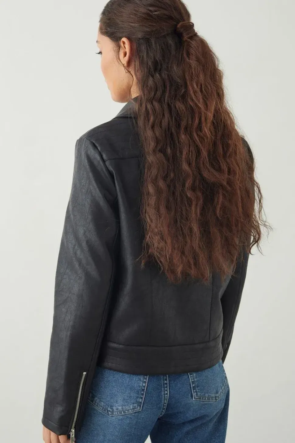 Petite Faux Leather Biker Jacket