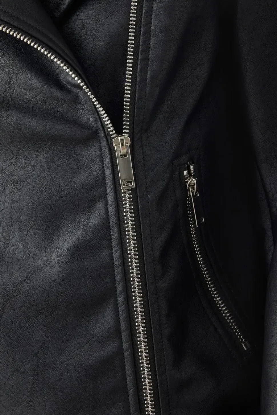 Petite Faux Leather Biker Jacket