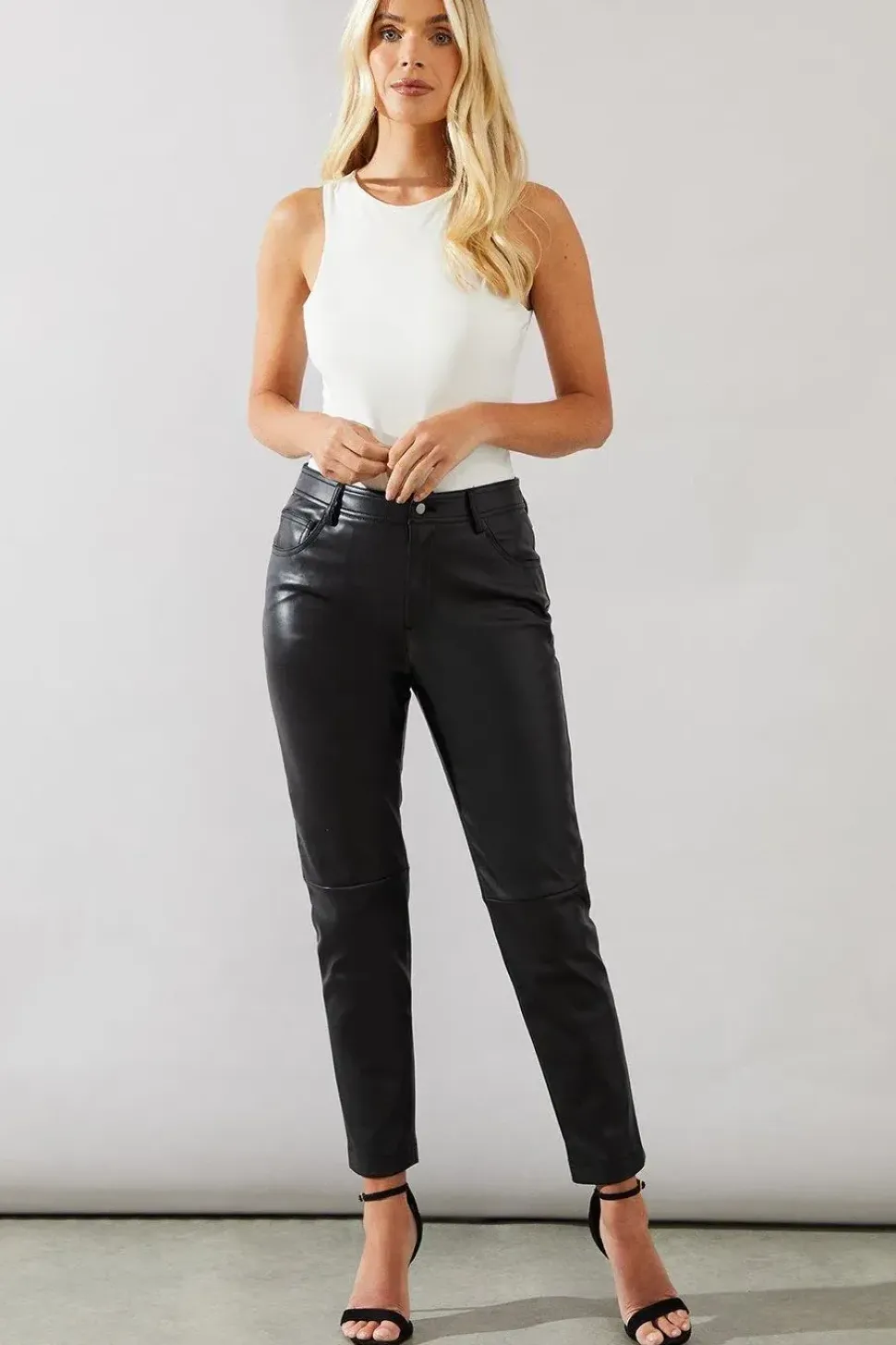 Petite Faux Leather Jeans