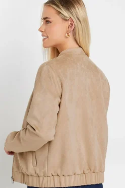 Petite Faux Suede Bomber Jacket