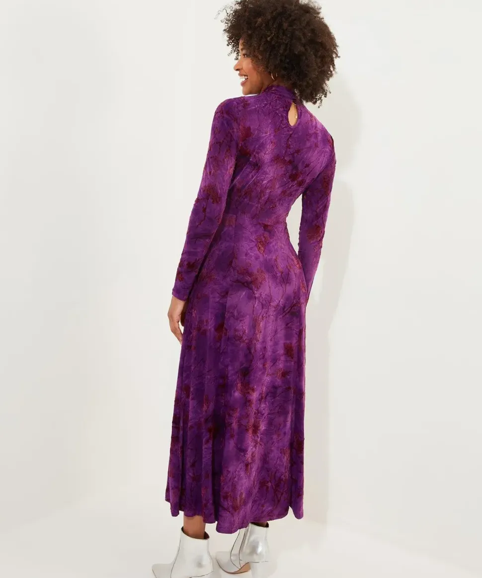 Petite Flocked Print Maxi Dress