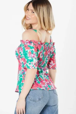 Petite Floral Bardot Strappy Tea Top