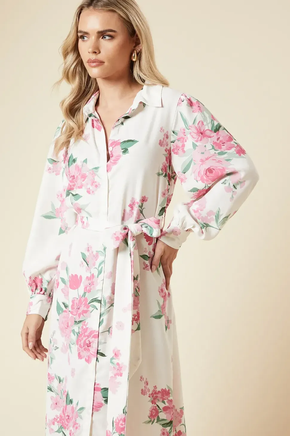 Petite Floral Button Through Midi Shirt Dress