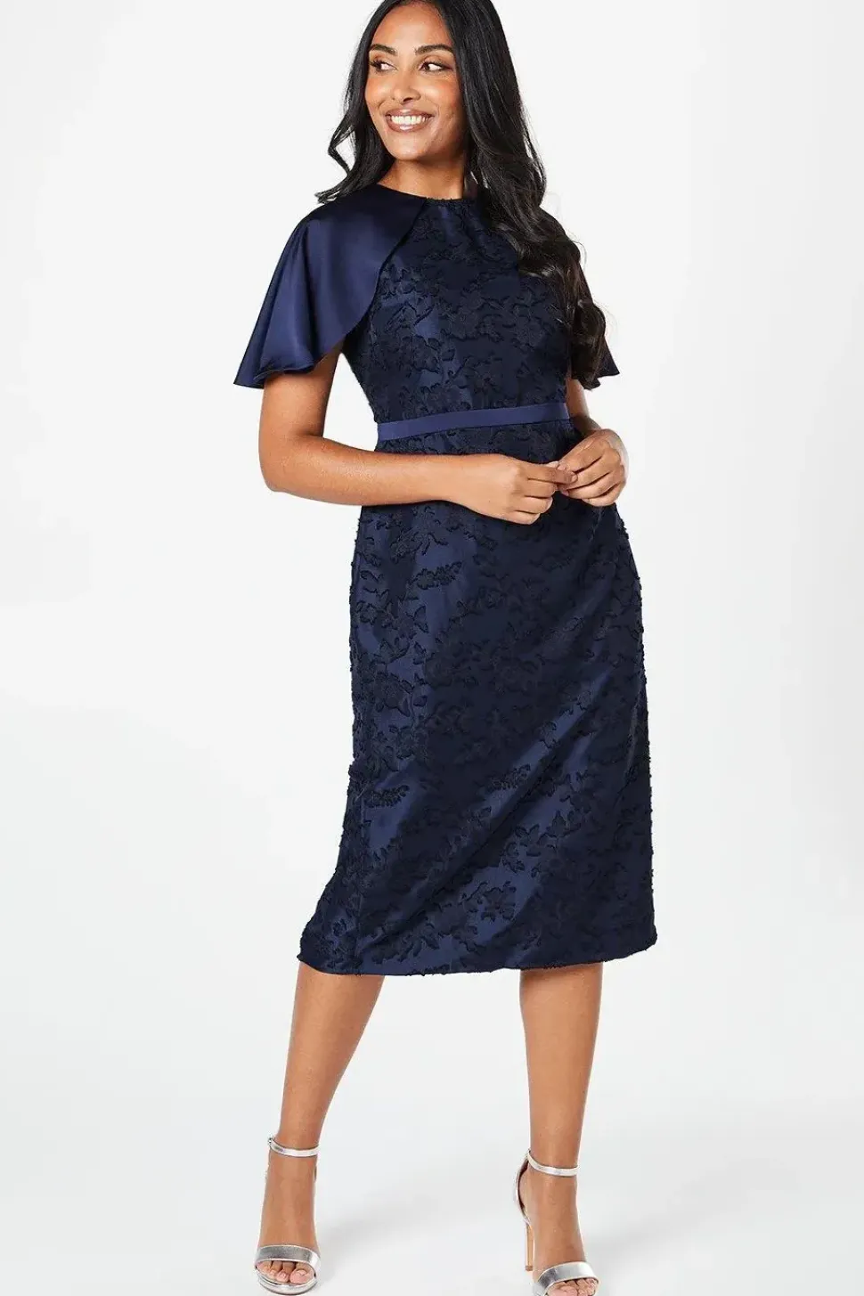 Petite Floral Cap Sleeve Pencil Dress