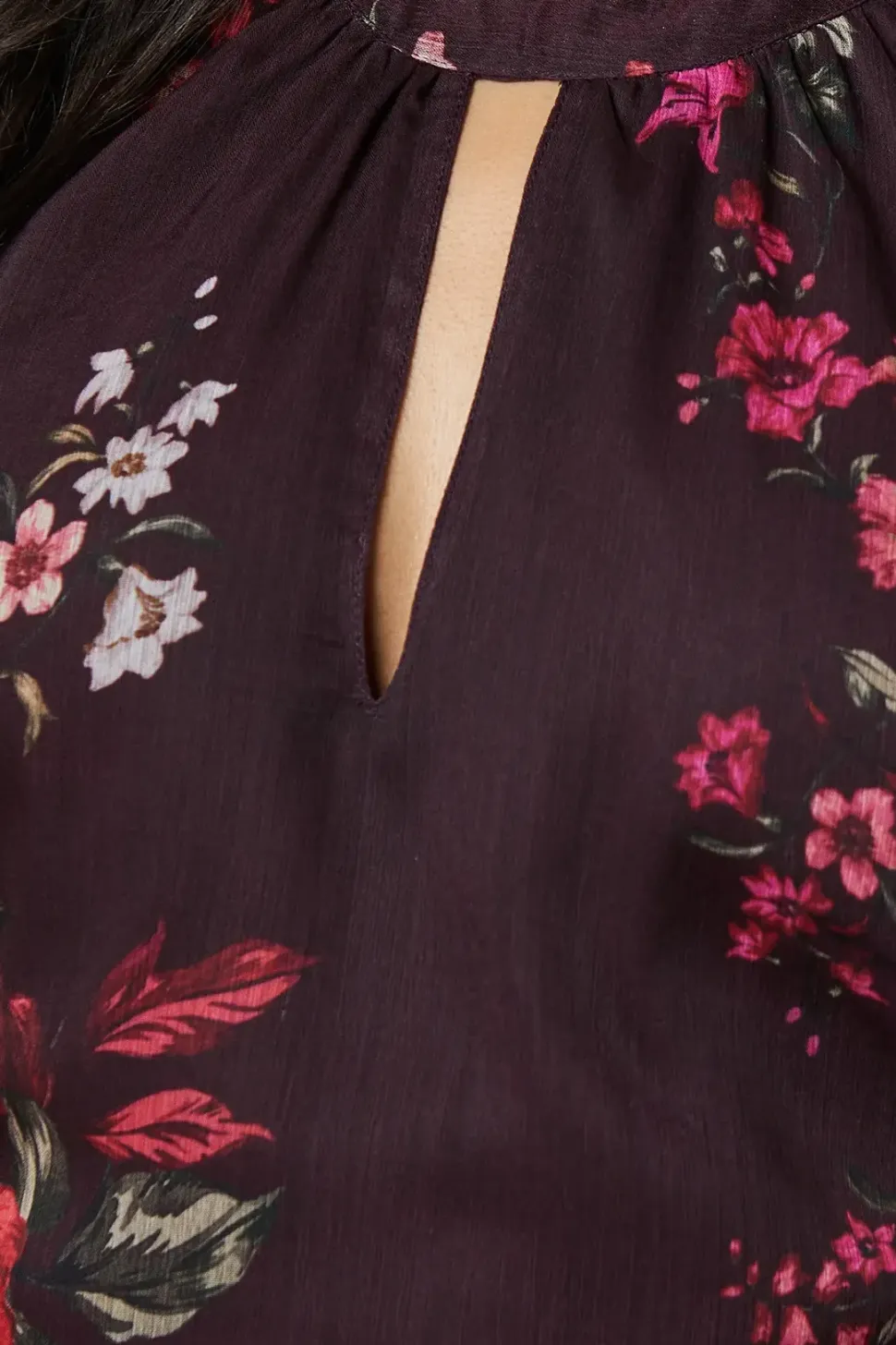 Petite Floral Chiffon Keyhole Mini Dress