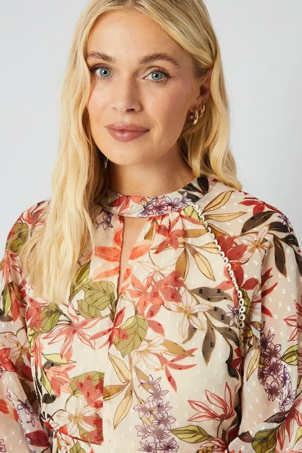 Petite Floral Dobby Split Front Shift Dress