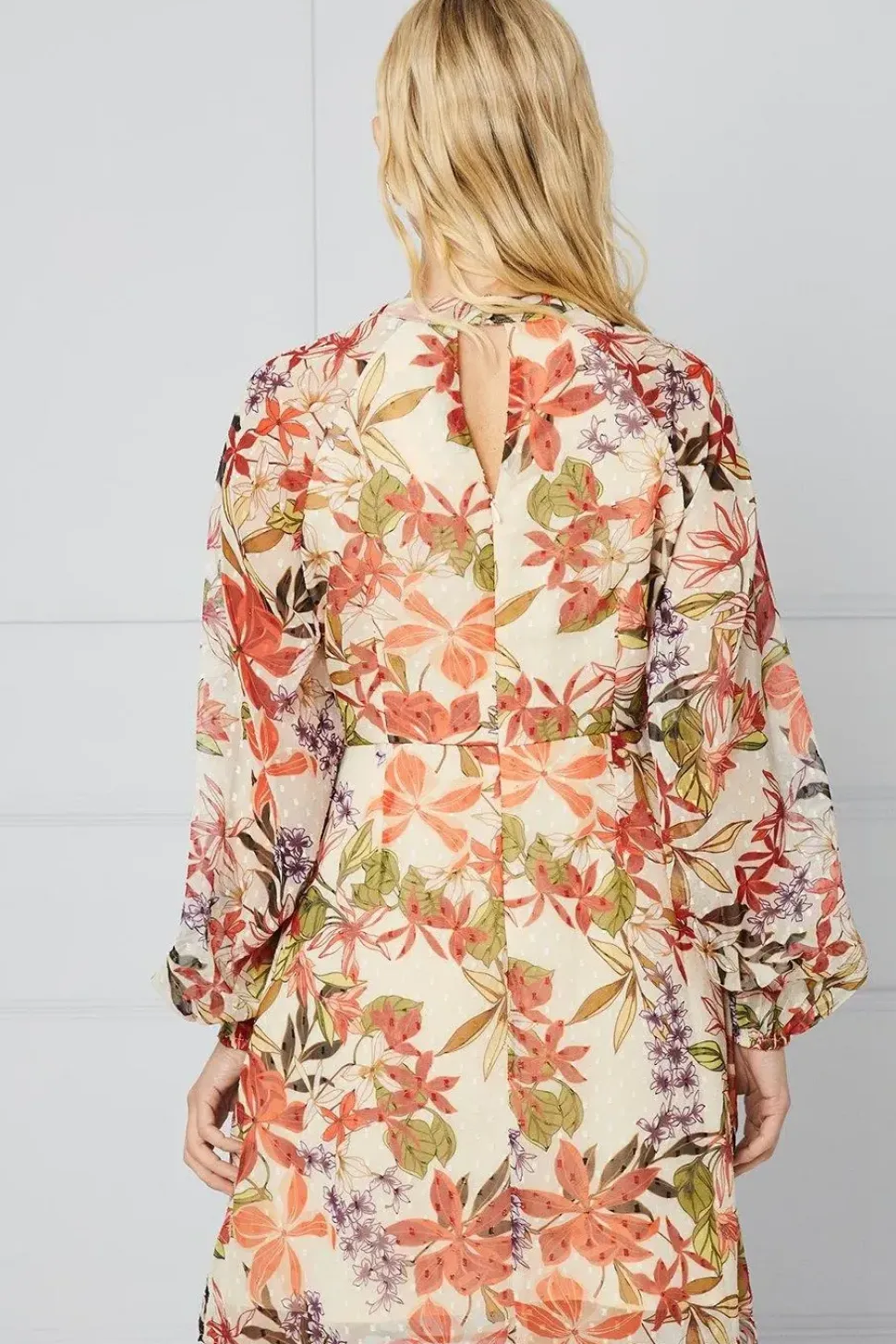 Petite Floral Dobby Split Front Shift Dress