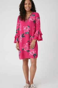 Petite Floral Embellished Ruffle Sleeve Shift Dress