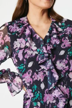 Petite Floral Frill Front Blouse