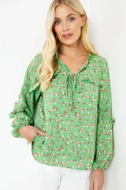 Petite Floral Frill Yoke Blouse
