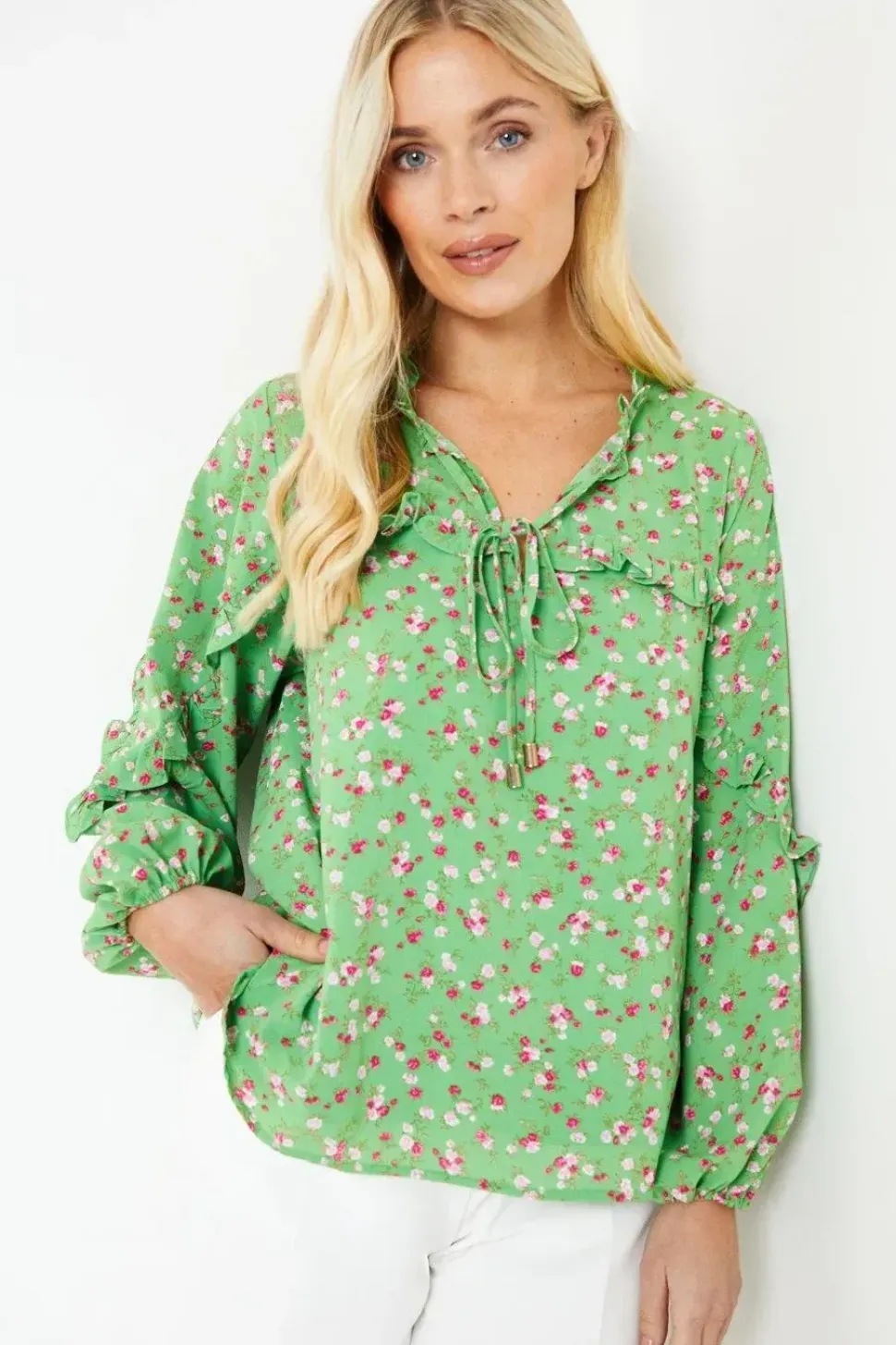 Petite Floral Frill Yoke Blouse