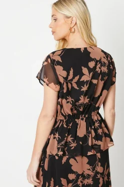 Petite Floral Mock Wrap Top