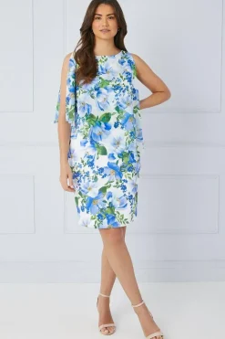 Petite Floral Overlay Pencil Dress