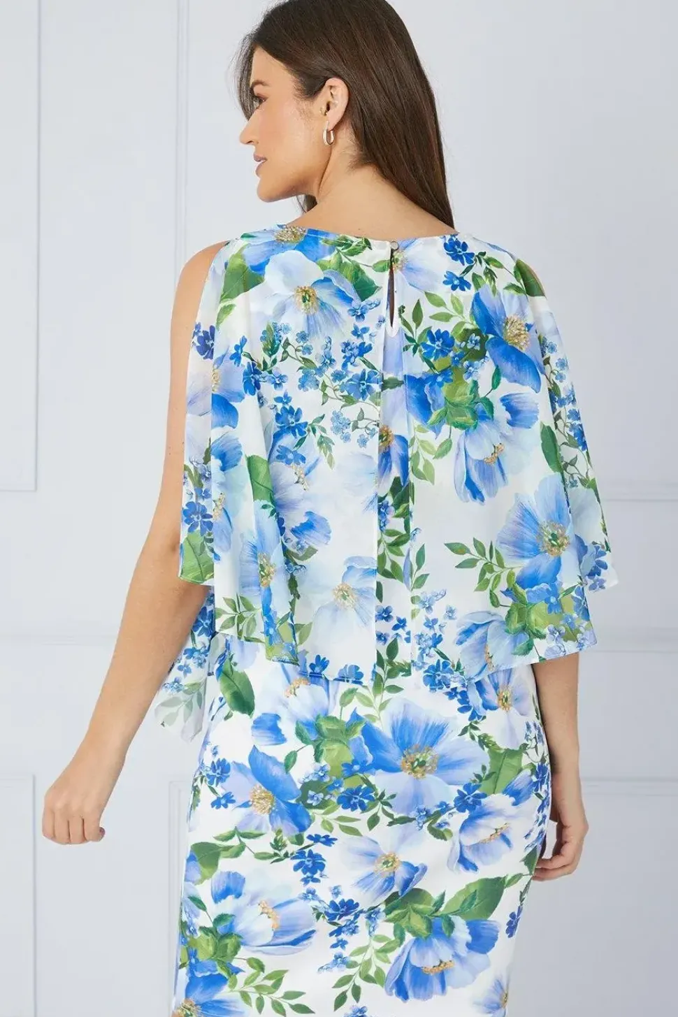 Petite Floral Overlay Pencil Dress