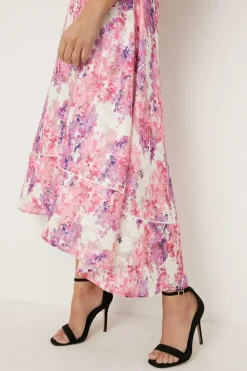Petite Floral Printed Jacquard Midi Dress