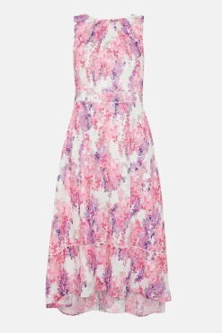 Petite Floral Printed Jacquard Midi Dress