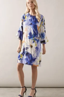 Petite Floral Print Frill Sleeve Shift Dress