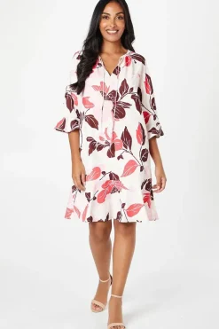 Petite Floral Print Ruffle Hem Shift Dress