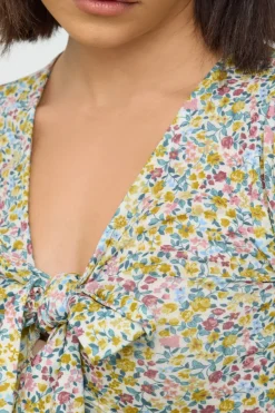 Petite Floral Print Tie Front Mini Dress