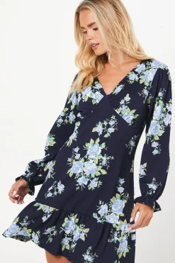 Petite Floral Ruffle Hem Mini Dress