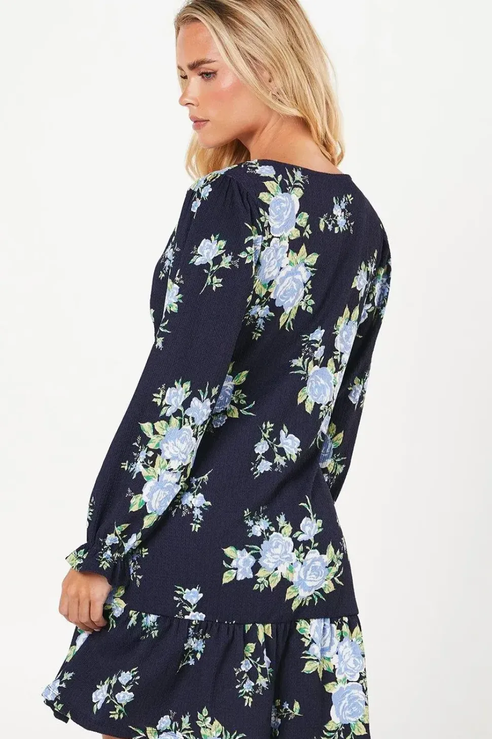 Petite Floral Ruffle Hem Mini Dress