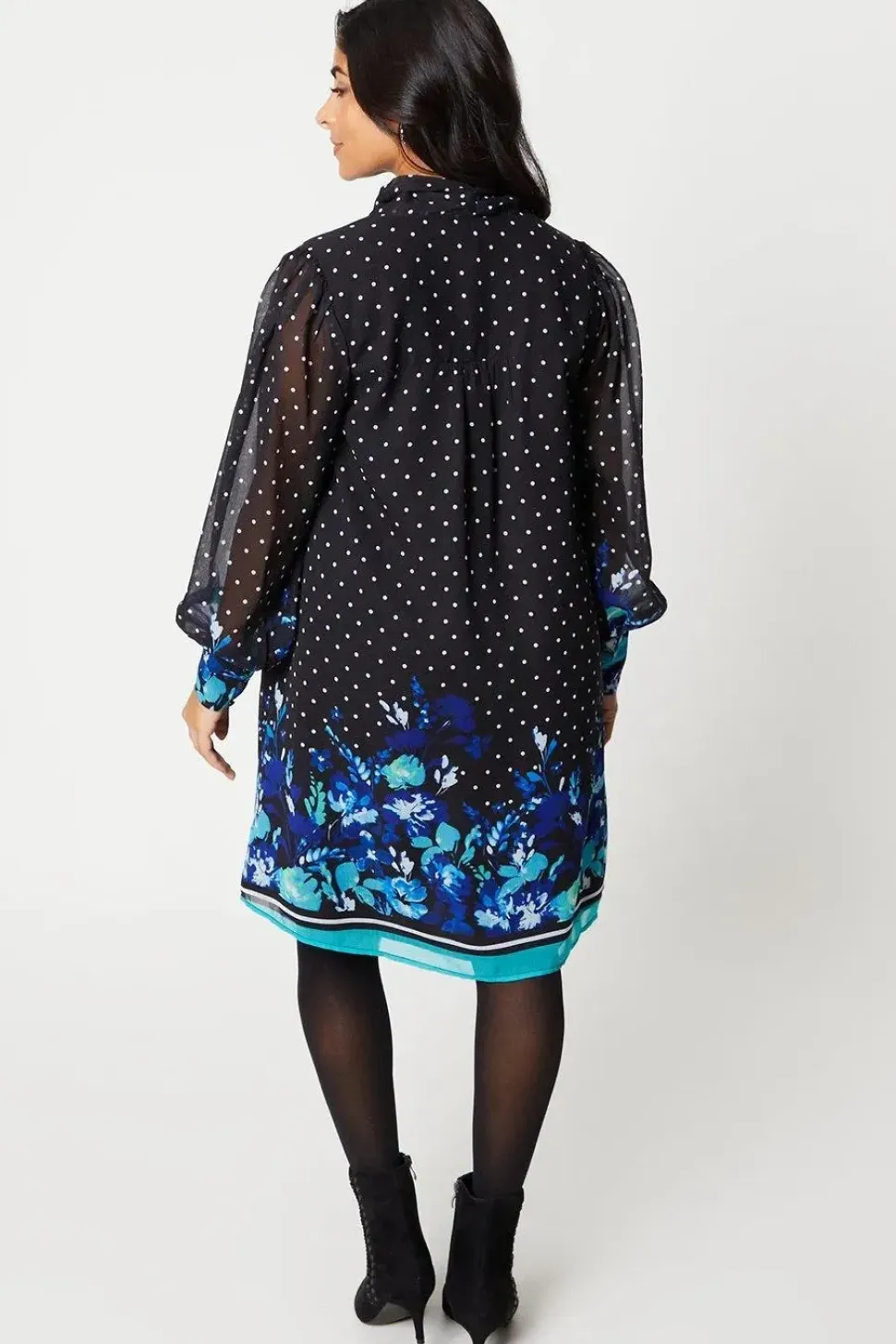 Petite Floral Spot Pussy Bow Shift Dress