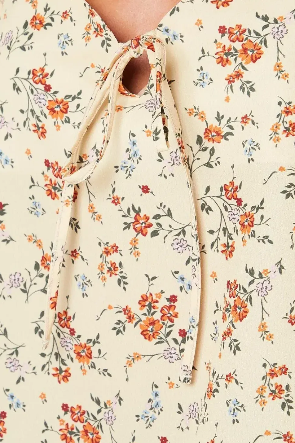 Petite Floral Sweetheart Tie Front Blouse