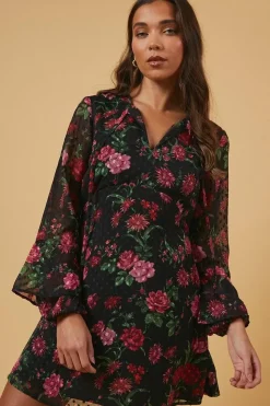 Petite Floral Tie Dobby Chiffon Mini Dress