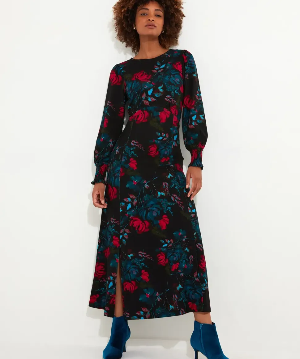 Petite Floral Tie-Waist Puff Sleeve Maxi Dress
