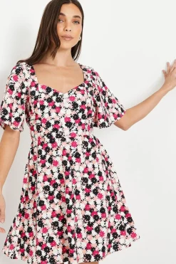 Petite Flutter Sleeve Tie Back Mini Dress