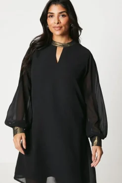 Petite Foil Neck Shift Dress