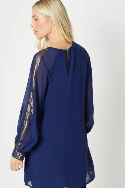Petite Foil Sleeve Insert Shift Dress