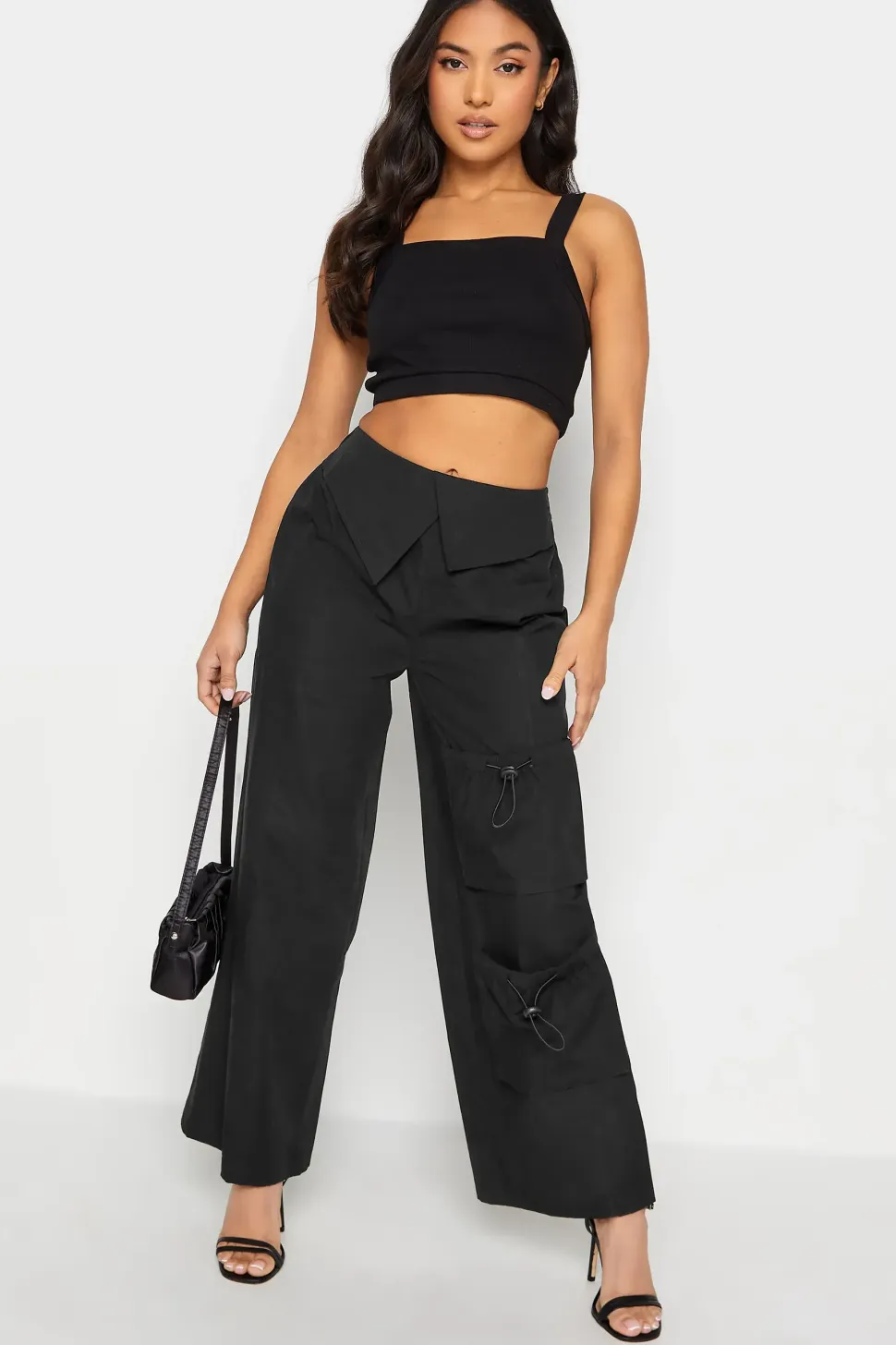 Petite Fold Over Waist Cargo Trousers