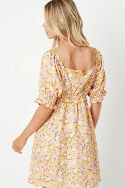 Petite Frill Sleeve Tie Waist Mini Dress