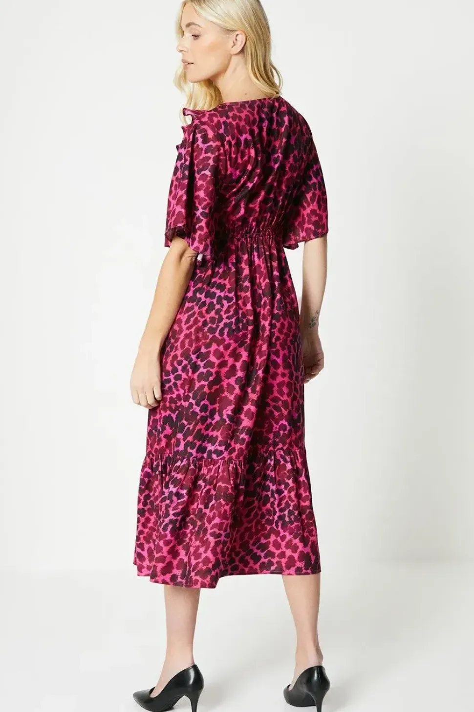 Petite Frill Wrap Tier Hem Midi Dress