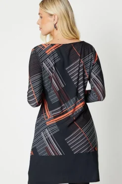 Petite Geo Border Jersey Shift Dress