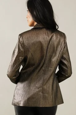 Petite Gold Jacquard Blazer