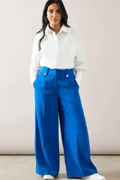 Petite Gold Trim Wide Leg Trousers