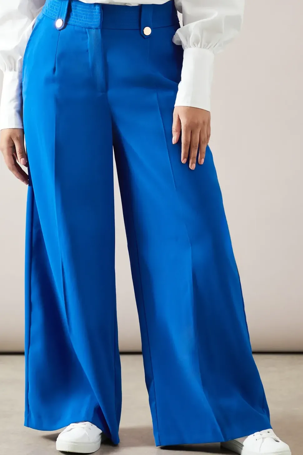 Petite Gold Trim Wide Leg Trousers