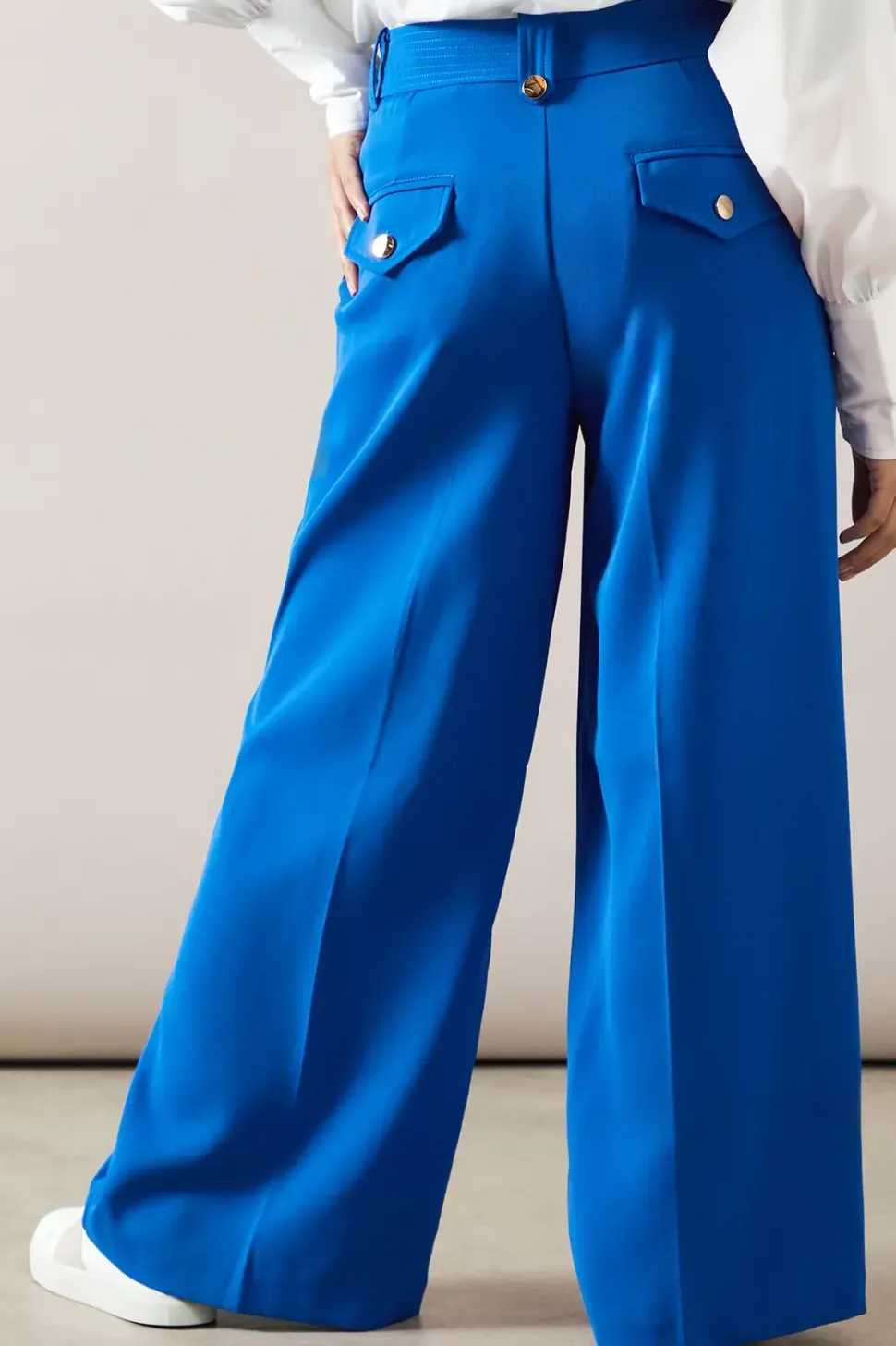 Petite Gold Trim Wide Leg Trousers