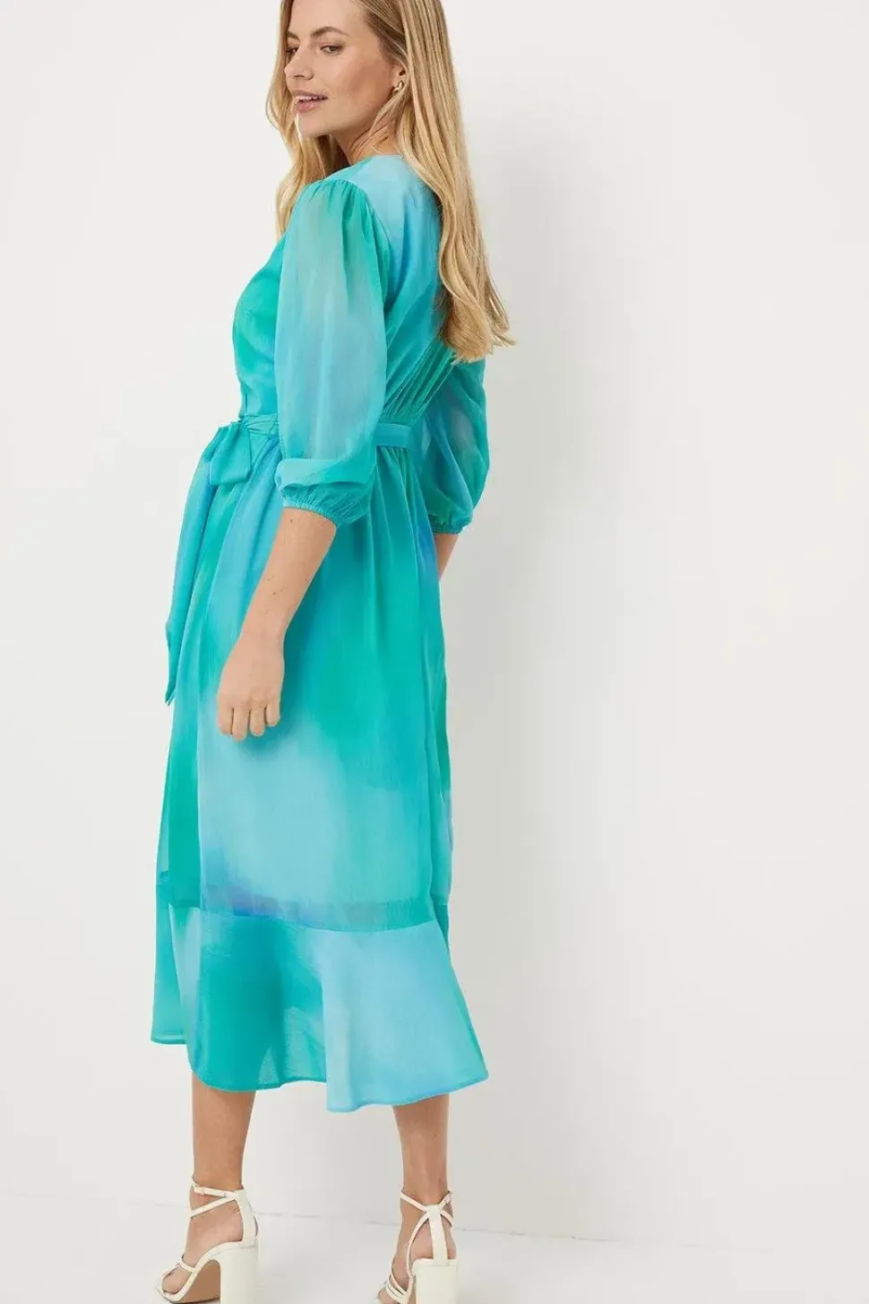 Petite Green Ombre Wrap Dress
