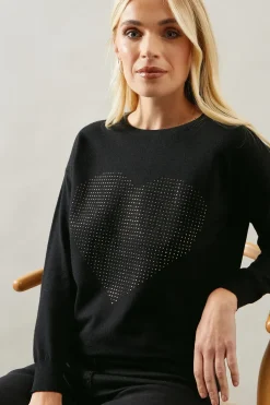 Petite Heart Embellished Knitted Jumper