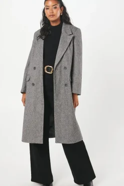 Petite Herringbone Wool Smart Coat