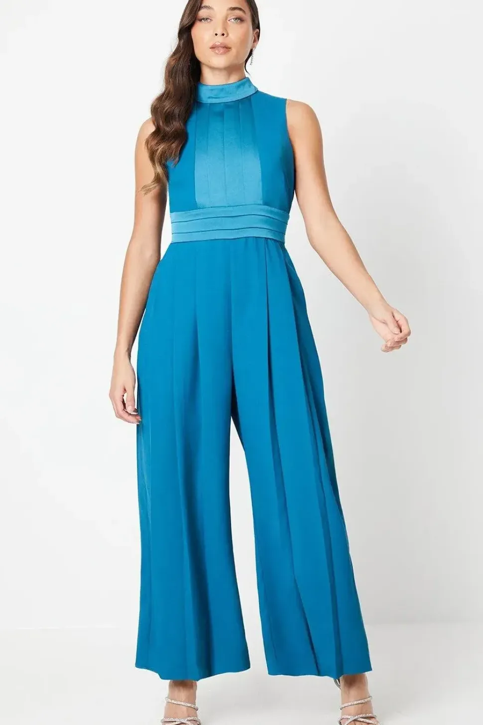 Petite High Neck Belted Jumpsuit