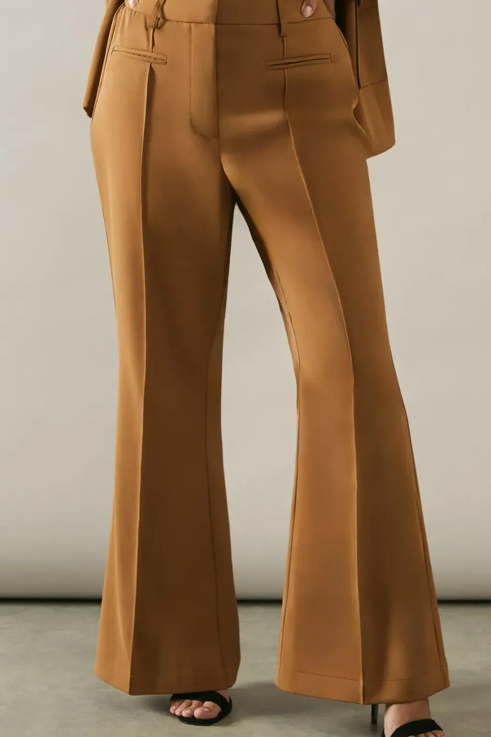 Petite High Waist Flare Trousers