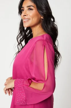 Petite Hotfix Cuff Shift Dress