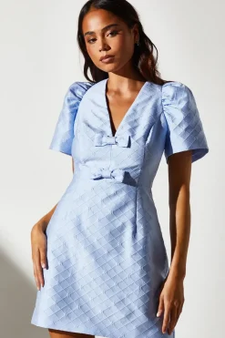 Petite Jacquard Bow Mini Dress
