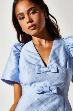 Petite Jacquard Bow Mini Dress