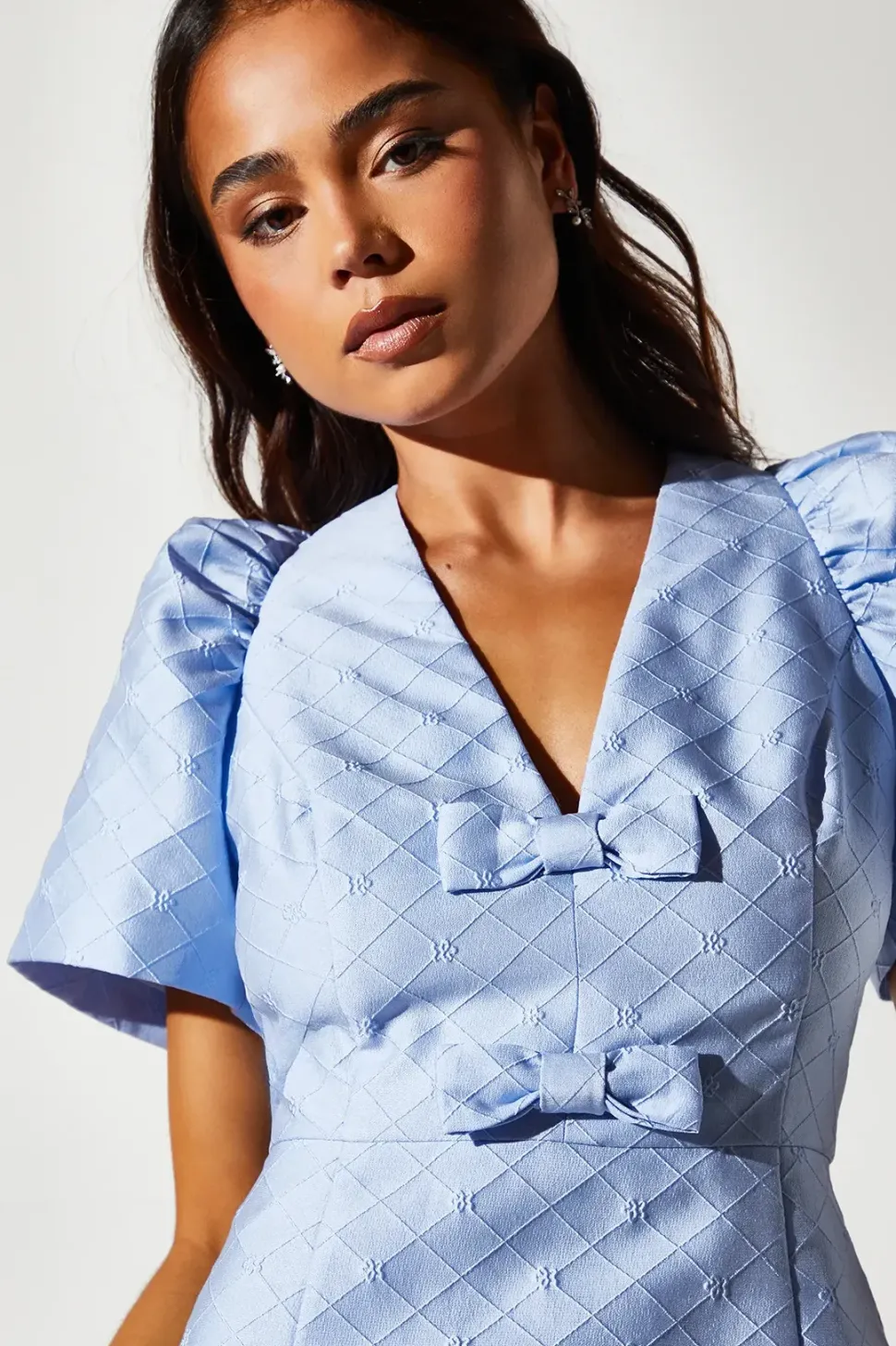 Petite Jacquard Bow Mini Dress